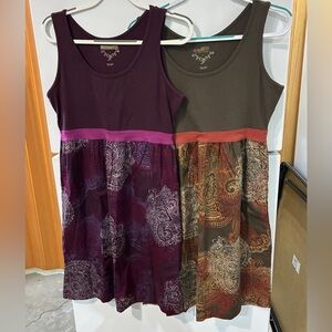 Chic Bohemian Midi Dresses in Purple and Brown (set of 2)
